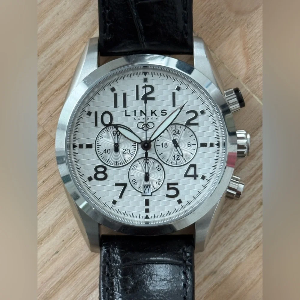 Links of London Chronograph Luxury Men’s Watch Stainless Case White Dial NWOT